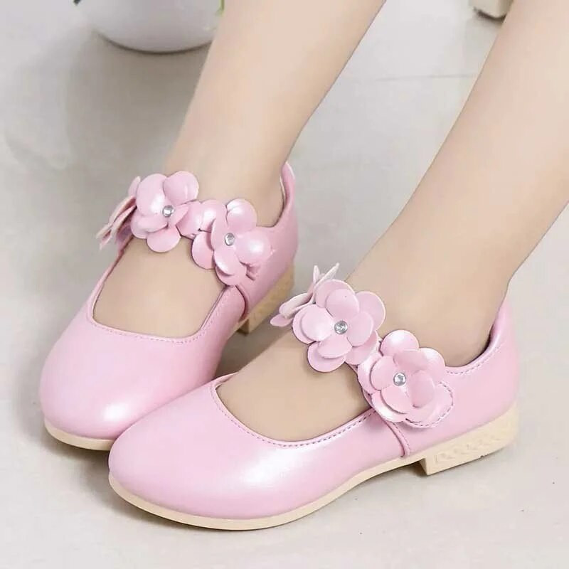 Flower Girls Pink White Gold Δερμάτινα Παπούτσια για Παιδιά Latin Dance Princess Wedding Party 6 8 10 12 χρονών schoenen meisjes