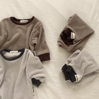 Зимен нов бебешки комплект дрехи с дълъг ръкав Дебела топла пижама за момиченце 2 бр. Костюм Горнища за бебета + панталони Домашно облекло Тоалети за малки деца