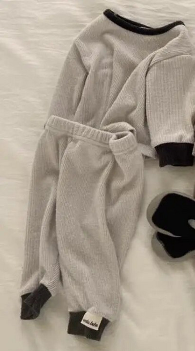 Ziemas jauns drēbju komplekts zīdaiņiem ar garām piedurknēm, biezs, silts zīdaiņu pidžamas, 2 gab., uzvalks, zēnu topi + bikses, mājas apģērbi.