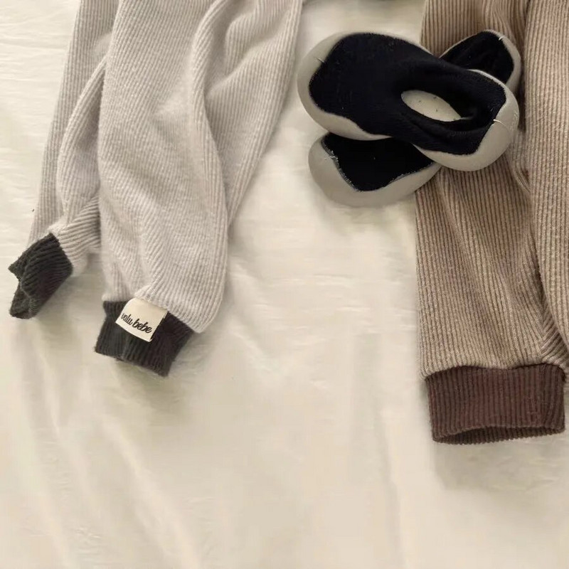 Ziemas jauns drēbju komplekts zīdaiņiem ar garām piedurknēm, biezs, silts zīdaiņu pidžamas, 2 gab., uzvalks, zēnu topi + bikses, mājas apģērbi.