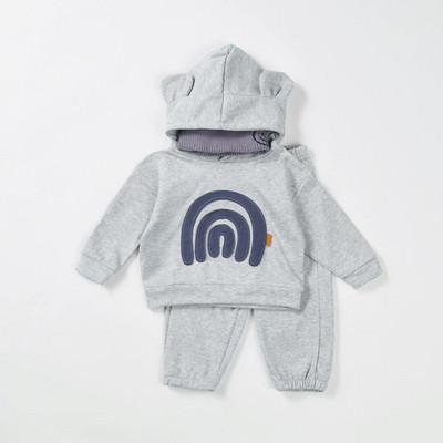 INS New Baby Boys Outfits Set Long Sleeve Bear Ear Rainbow Pullover Hoodie Sweatshirt Панталони 2PCS/KOMPLECT Детски костюм за момичета