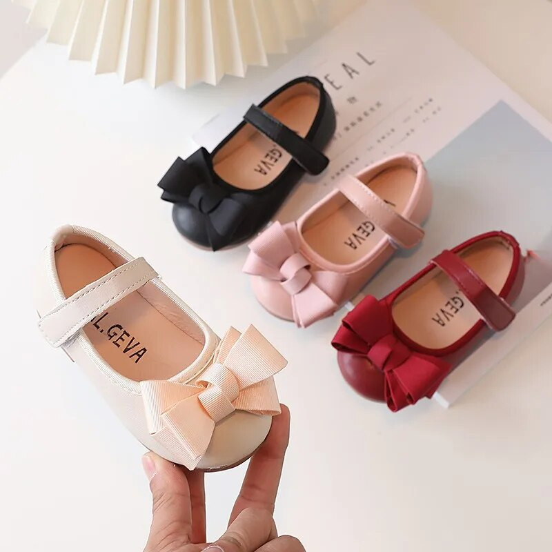 Bērnu ādas apavi Eleganti Bowknot meitenes apavi Sekla vienkrāsu princeses apavi Bērnu apavi meitenei, mazulim Mary Jane Shoe