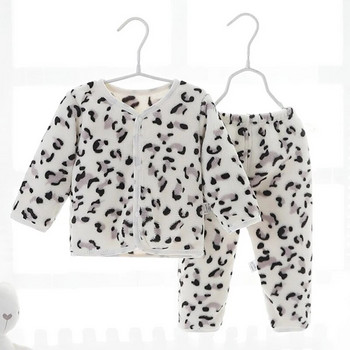 Παιδικά Σετ Ρούχα Πνύμματα για Νεογέννητα Φθινόπωρο Χειμώνας Βρεφικά Αγόρια Κορίτσια Ζεστό Χοντρό Fleece 2 τεμαχίων Homewear Παιδικά 3-24 μηνών