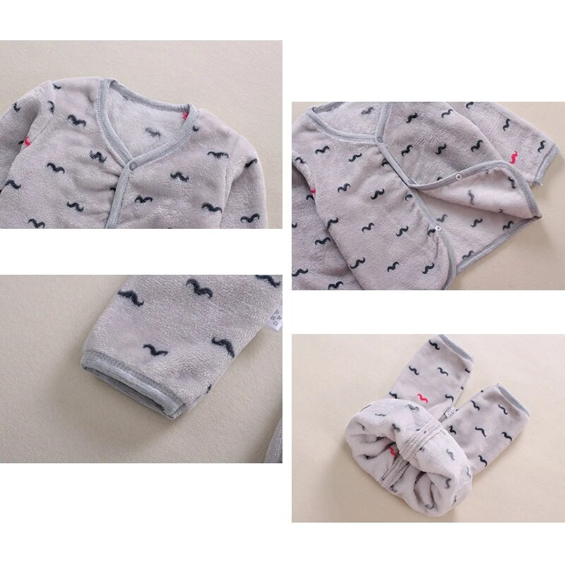 Bērnu apģērbu komplekti guļamveļa jaundzimušajiem Rudens Ziemas Zēniem Meitenēm Silts Biezs Flīss 2 Daļīgs Mājas apģērbs Bērniem 3-24 mēn.