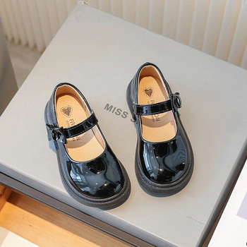 Ученически кожени обувки с панделка, елегантни плитки детски Mary Janes 23-35, черни, кафяви, с кръгли пръсти, удобни детски есенни обувки