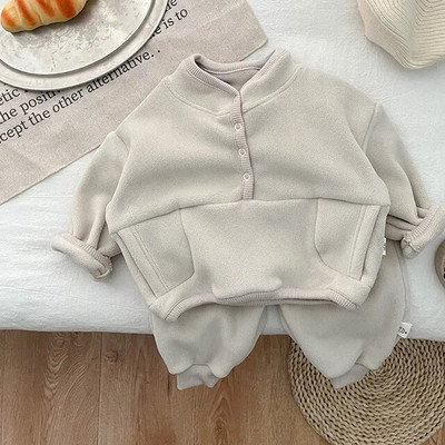 MILANCE bērnu drēbju komplekts ziemai, jauns meiteņu kapuci, uzvalks, biezs flīsa džemperis un bikses, 2 gab.