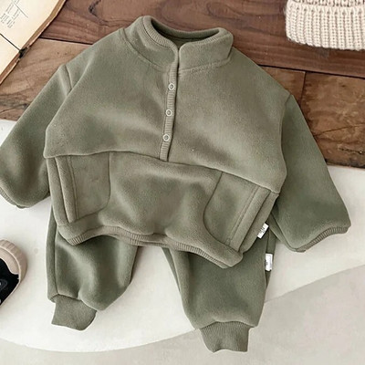 MILANCE bērnu drēbju komplekts ziemai, jauns meiteņu kapuci, uzvalks, biezs flīsa džemperis un bikses, 2 gab.