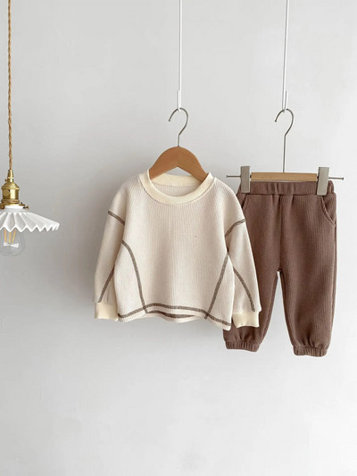 Rudens mazulis zēns meitene trikotāža zīdaiņu apģērbi vairumtirdzniecība sporta krekls kokvilna ar garām piedurknēm uzvalks bērniem mazuļa apģērbu komplekts jaundzimušo priekšmetu