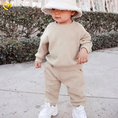 ma&baby 0-3G Toddler Zīdainis Jaundzimušais Zēns Meitene Drēbju komplekti Garām piedurknēm Topi Bikses Vienkrāsains rudens pavasara tērpi Treniņtērps