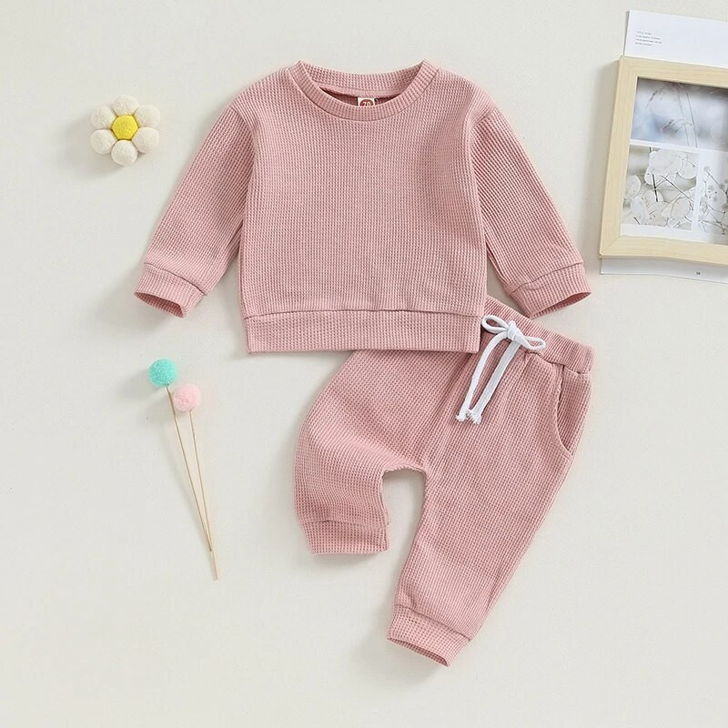 ma&baby 0-3G Toddler Zīdainis Jaundzimušais Zēns Meitene Drēbju komplekti Garām piedurknēm Topi Bikses Vienkrāsains rudens pavasara tērpi Treniņtērps