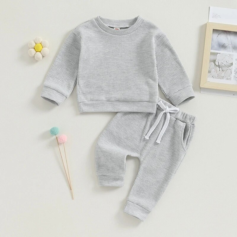 ma&baby 0-3G Toddler Zīdainis Jaundzimušais Zēns Meitene Drēbju komplekti Garām piedurknēm Topi Bikses Vienkrāsains rudens pavasara tērpi Treniņtērps