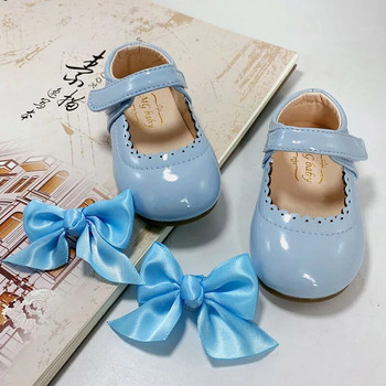 Бебешки обувки за момичета Лачена кожа Принцови обувки Голям лък Mary Janes Парти обувки за деца Рокля Обувки Есен Пролет Дете Бебе