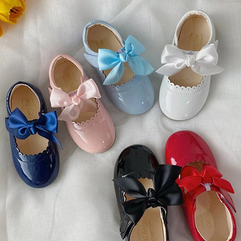 Бебешки обувки за момичета Лачена кожа Принцови обувки Голям лък Mary Janes Парти обувки за деца Рокля Обувки Есен Пролет Дете Бебе