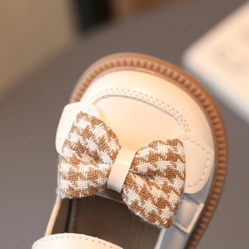 Обувки за момичета 2023 Пролетна модна кожена обувка Обувка за принцеса с панделка Обувка на 1-3 години за деца Обувки за момичета с мека подметка Бебешки обувки여아구두