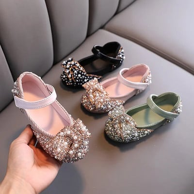 2022 New Childrens Shoes Pearl Rhinestones Shining Kids Performance Shoes Baby Girls Princess Shoes For Party and Wedding