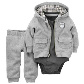 βρέφος Baby bebes Σετ ρούχων για αγόρι κορίτσι, μακρυμάνικο μπουφάν με κουκούλα παντελόνι κορμάκι, 3 τμχ στολή για νήπια, ρούχα για νεογέννητα βαμβακερά