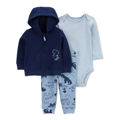 zīdaiņu Baby bebes Boy Girl drēbju komplekts, jakas ar garām piedurknēm ar kapuci bodiju bikses, 3 gab mazuļa apģērbs, jaundzimušā drēbes kokvilnas
