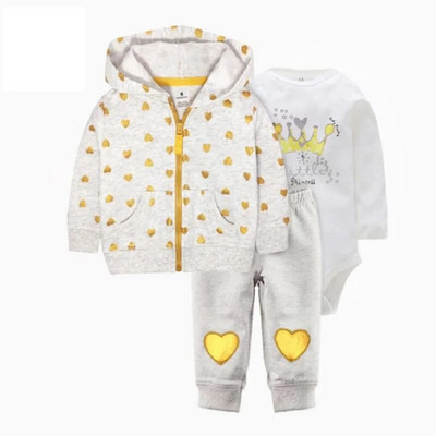 zīdaiņu Baby bebes Boy Girl drēbju komplekts, jakas ar garām piedurknēm ar kapuci bodiju bikses, 3 gab mazuļa apģērbs, jaundzimušā drēbes kokvilnas