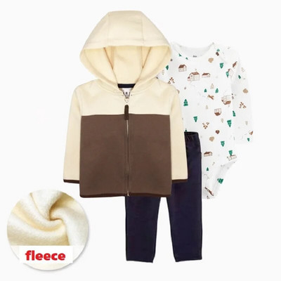 zīdaiņu Baby bebes Boy Girl drēbju komplekts, jakas ar garām piedurknēm ar kapuci bodiju bikses, 3 gab mazuļa apģērbs, jaundzimušā drēbes kokvilnas