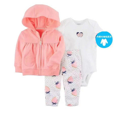 zīdaiņu Baby bebes Boy Girl drēbju komplekts, jakas ar garām piedurknēm ar kapuci bodiju bikses, 3 gab mazuļa apģērbs, jaundzimušā drēbes kokvilnas