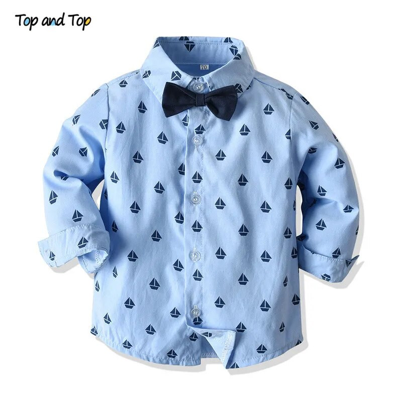 Top un Top rudens ziemas Ziemas Zēnu apģērbu komplekts Garām piedurknēm Rokas krekls + Veste + Bikses 3Gb Džentlmeņu zēnu ikdienas apģērbi