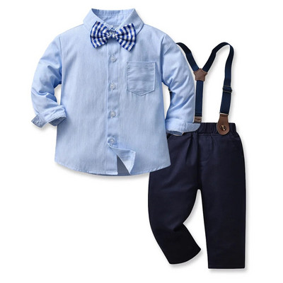 Kūdikių berniukų vakarėlis, kostiumas, medvilninis ilgomis rankovėmis su marškiniais + kelnaitės, 2 vnt Apranga Vaikų berniukų džentelmenų drabužių rinkiniai