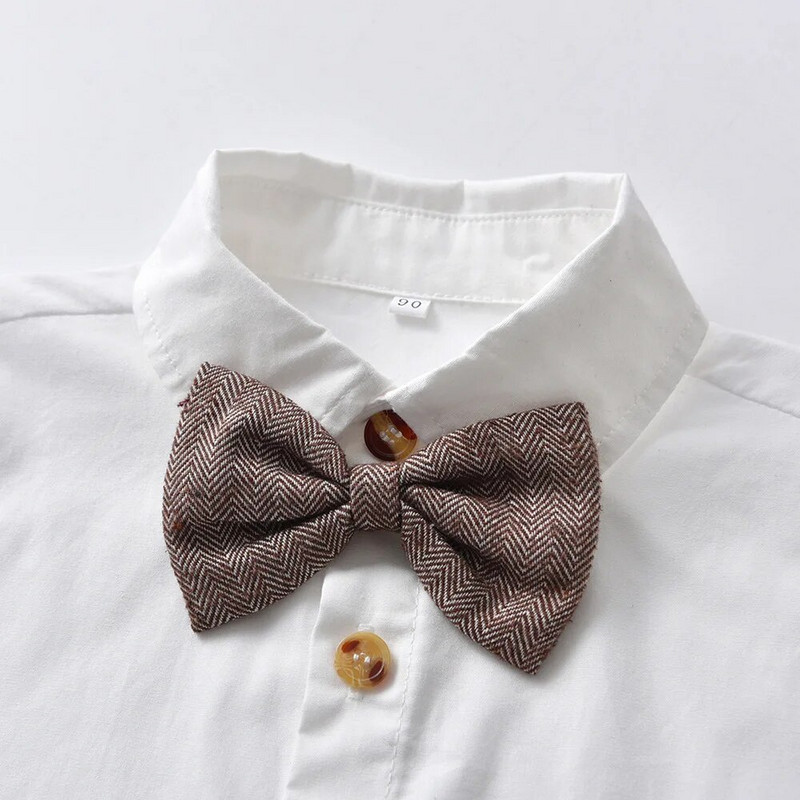 Kūdikių berniukų vakarėlis, kostiumas, medvilninis ilgomis rankovėmis su marškiniais + kelnaitės, 2 vnt Apranga Vaikų berniukų džentelmenų drabužių rinkiniai