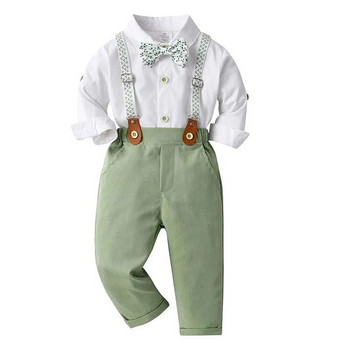 Бебешки официални джентълменски костюми Английска карирана тениска + гащеризон Панталони Комплекти за кръщене Зимни дрехи за бебета
