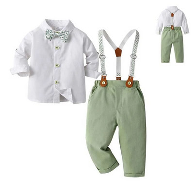 Zīdaiņu formāli džentlmeņu uzvalki zīdaiņiem Anglijas rūtaini T-krekls + kombinezoni bikses komplekti kristību tērpi mazuļiem Ziemas drēbes