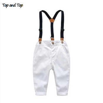 Κορυφαία και κορυφαία σετ ανδρικών ρούχων για αγόρια Φθινοπωρινά παιδικά επίσημα κοστούμια μακρυμάνικο πουκάμισο+ζαρτιέρες παντελόνια casual για αγόρια