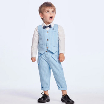 Χονδρική πώληση γιλέκο για αγόρι πουκάμισο κοστούμια blazers ρούχα Επίσημο πάρτι ριγέ παντελόνι λιανικής Παιδικά ενδύματα αγοριών