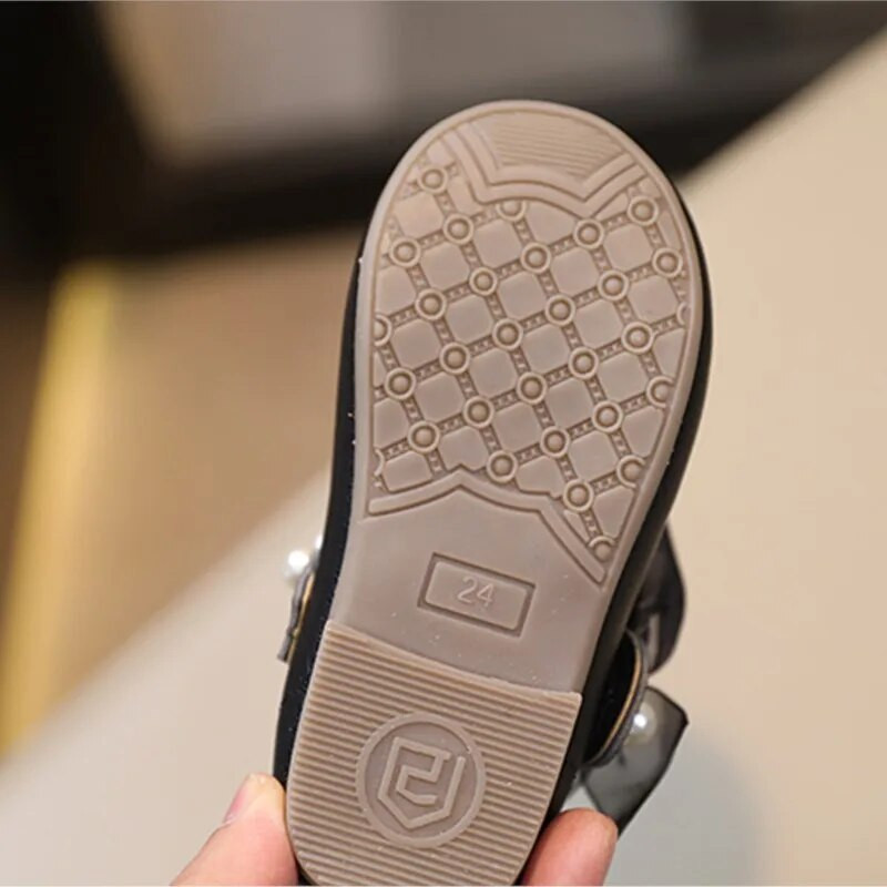 Bērnu Ādas Apavi String Pērlītes Kāzu Kurpes Baltas Puķu Meitenes Volāni Mary Janes Kurpes Pērles Princeses Deju Kurpes 392L