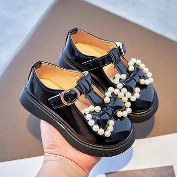 Zapatos Niña Kid Leather Shoe Spring Girl Princess Shoe Bow Tie Girl Shoe Pearl Girl Single Shoe Retro Mary Jane Shoe Детски обувки