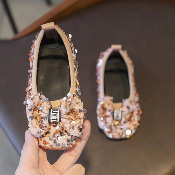 Кожени обувки за момичета 2023 Есенни нови обувки за принцеса с лък Универсални плоски бебешки обувки Обувки за момиче Корейски обувки за принцеса Обувка на Мери Джейн