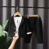 Zēniem svītru garām piedurknēm džentlmeņu uzvalks 0-5 g.v.bērnu liela kabatas uzvalks mētelis uzstāšanās bankets Dzimšanas dienas kleita