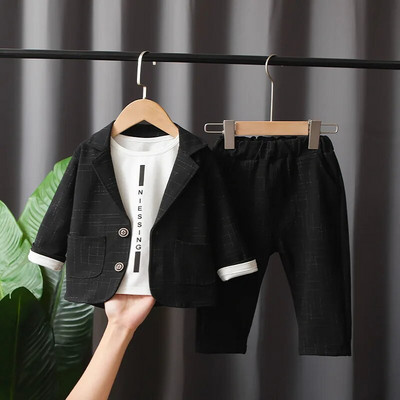 Zēniem svītru garām piedurknēm džentlmeņu uzvalks 0-5 g.v.bērnu liela kabatas uzvalks mētelis uzstāšanās bankets Dzimšanas dienas kleita