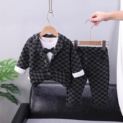 Zēniem svītru garām piedurknēm džentlmeņu uzvalks 0-5 g.v.bērnu liela kabatas uzvalks mētelis uzstāšanās bankets Dzimšanas dienas kleita