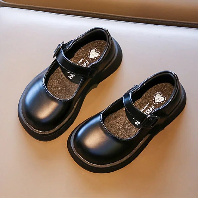 Meiteņu vienkrāsainas ādas apavi kāzu ballītei, bērni, melni, skolas apavi, bērnu kleitas apavi Princese Lolita Mary Janes