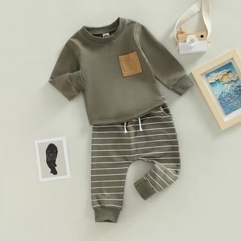 ma&baby 0-3Y νήπιο Βρέφος Παιδί Βρέφος αγόρι κοριτσάκι Σετ ρούχων με μακρυμάνικο μπλουζάκια με ριγέ παντελόνια casual φθινοπωρινά ανοιξιάτικα ρούχα