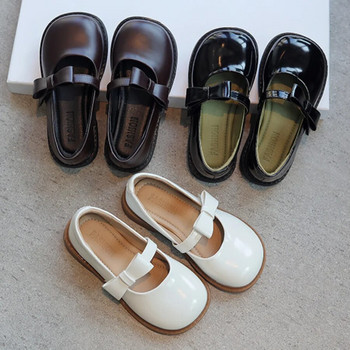 Ученически обувки за момичета Пролет/Есен Нова мода Детски меки удобни кожени обувки Ретро Детски обувки Mary Jane с панделка