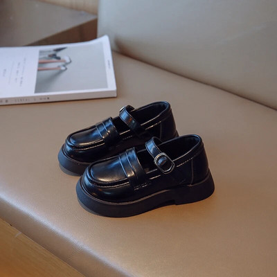 Rudens apavi meitenēm Mīksta Pu āda Melns Biege Lakonisks stils Bērni Plakani apavi ar āķi-cilpu 23-36 Moderni, elastīgi bērni Mary Janes