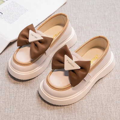 Lastejalatsid Tüdrukute Kingad Armsad Bowknot Tüdrukute Loafers PU-nahast Printsessikingad Pehme tallaga jalatsid Tüdrukutele