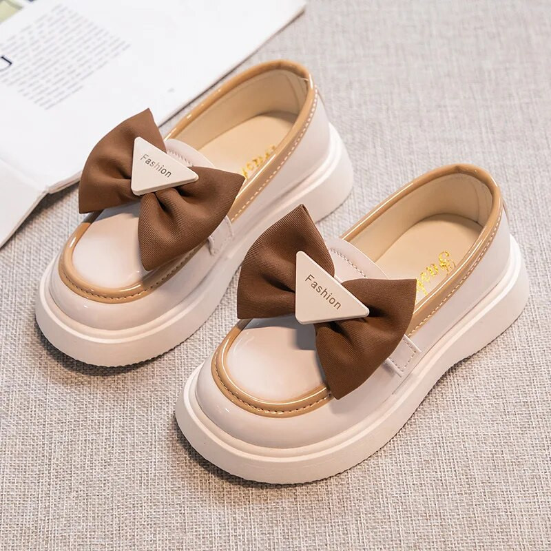 Lastejalatsid Tüdrukute Kingad Armsad Bowknot Tüdrukute Loafers PU-nahast Printsessikingad Pehme tallaga jalatsid Tüdrukutele