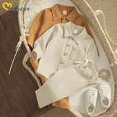 ma&baby 6M-4Y Copil Sugar Copil Bebeluș Băiat Fată Seturi de haine Cămașă cu mânecă lungă cu nasturi Topuri Pantaloni Ocazional ținute de primăvară de toamnă
