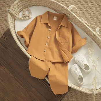 ma&baby 6M-4Y νήπιο βρέφος Παιδί Βρέφος αγόρι κοριτσάκι Ρούχα σετ με κουμπιά μακρυμάνικο πουκάμισο μπλουζάκια παντελόνια casual φθινοπωρινά ανοιξιάτικα ρούχα