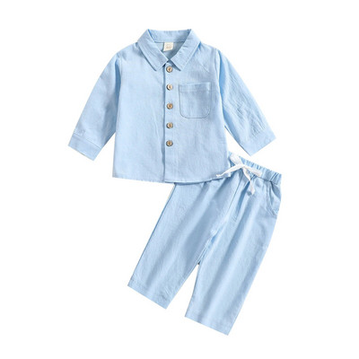 ma&baby 6M-4Y Copil Sugar Copil Bebeluș Băiat Fată Seturi de haine Cămașă cu mânecă lungă cu nasturi Topuri Pantaloni Ocazional ținute de primăvară de toamnă