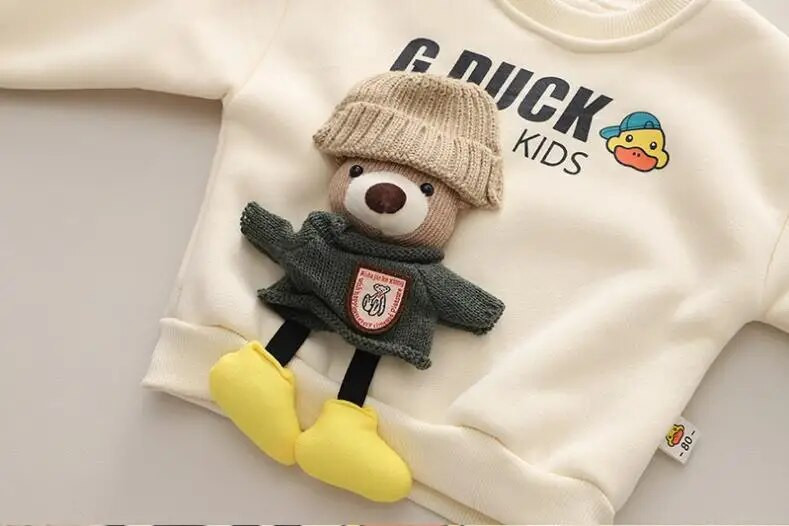 Mazuļu zēnu apģērbu komplekti rudens ziemas lāča pulovers ar garām piedurknēm vilnas džemperi Mētelis un bikses Ziemassvētku mazuļu bērnu tērpi