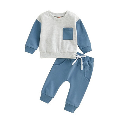 Modes rudens zīdaiņu zēnu meiteņu apģērbu komplekti jaundzimušo burtu izšuvumi, topi ar garām piedurknēm un bikses, sporta apģērbi, tērpi