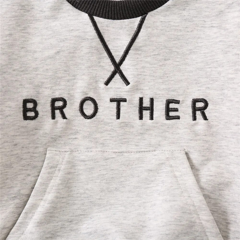 Modes rudens zīdaiņu zēnu meiteņu apģērbu komplekti jaundzimušo burtu izšuvumi, topi ar garām piedurknēm un bikses, sporta apģērbi, tērpi