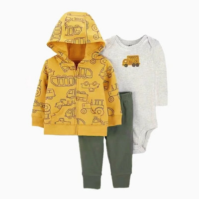 3daļīgs drēbju komplekts jaundzimušā zēna dzīvnieku modeles flīsa jaka ar garām piedurknēm+kokvilnas bikses+pelēkas bikses rudens ziemas tērps